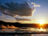 Great Fountain Geyser at Sunset, Yellowstone National Park, Wyoming